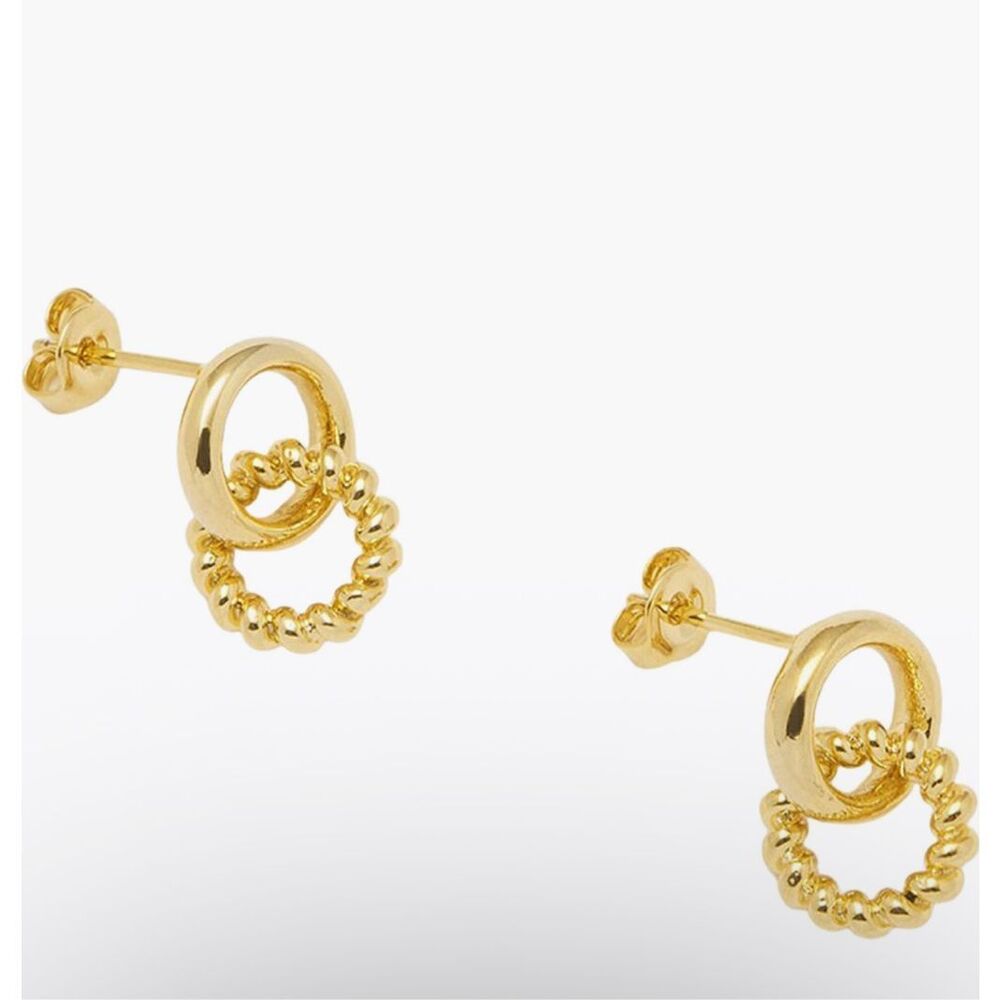 Estella Bartlett Gold Interlocking Hoop Stud Earrings NWT